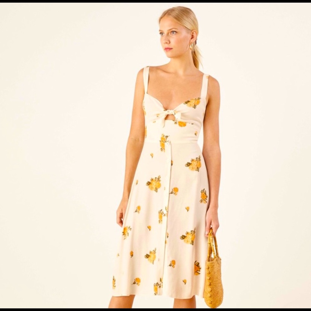 Reformation Frankfort Midi Dress with Tie-front NWT